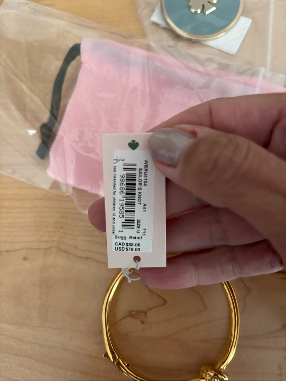Kate Spade  Knot Bangle Bracelet with Pink Pouch